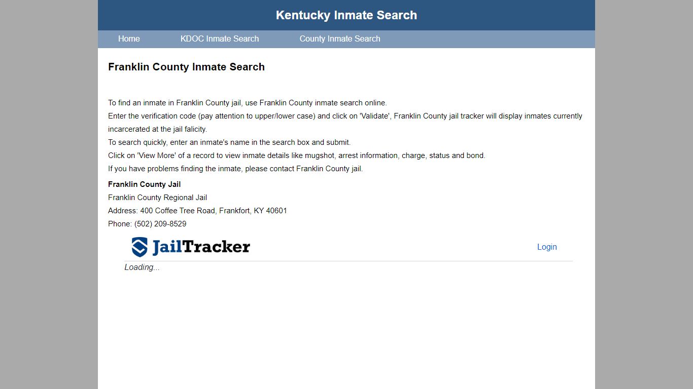 Franklin County Inmate Search