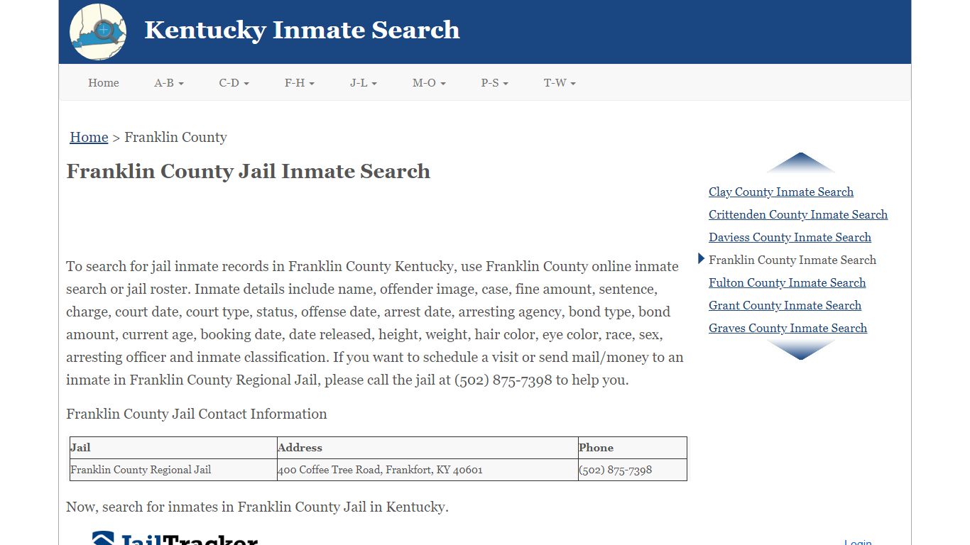 Franklin County Jail Inmate Search